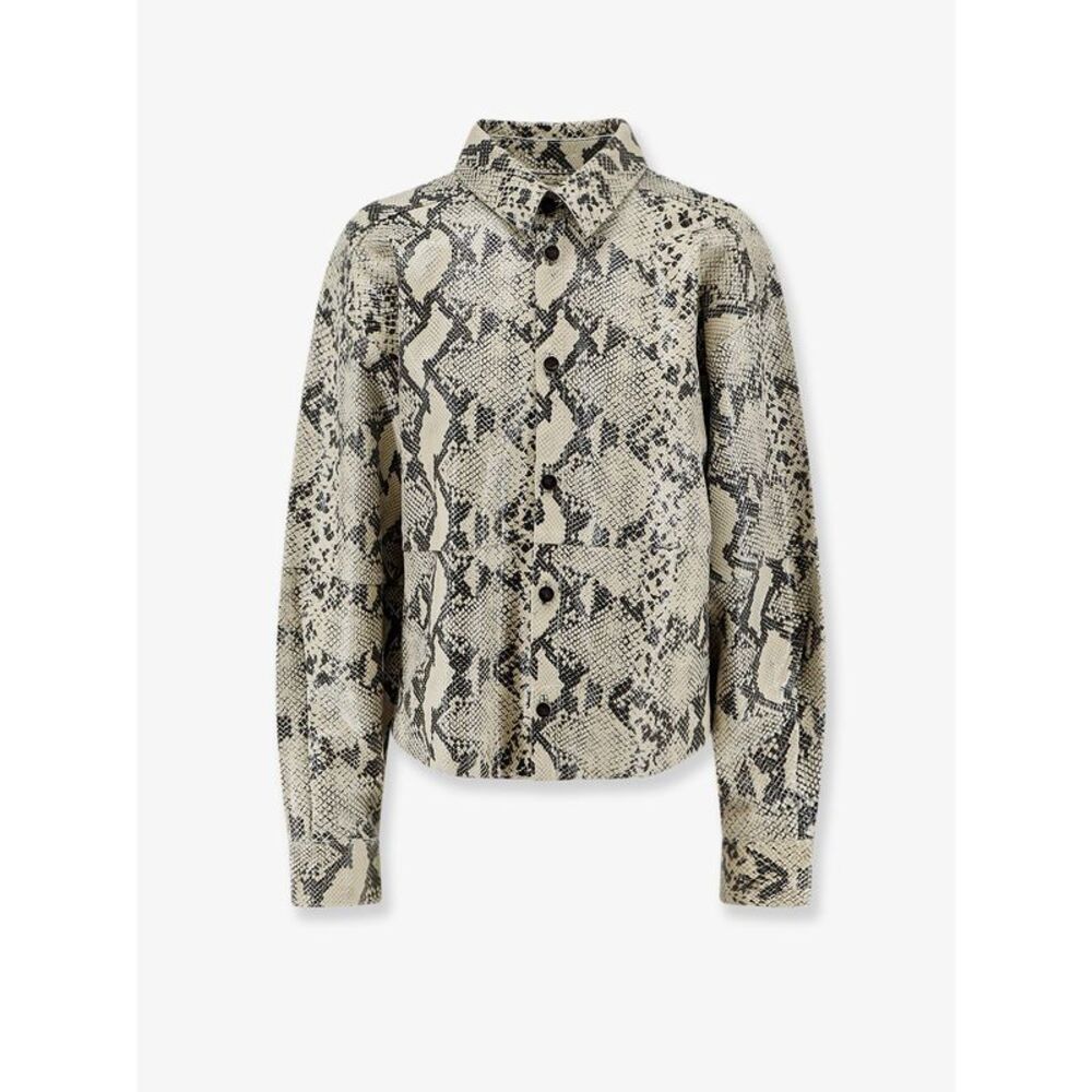 Alysi Women Python Print Leather Shirt